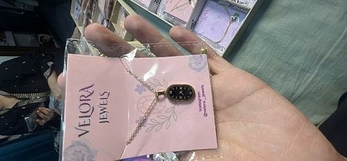 Black Tag Pendant Necklace