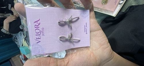 Silver-Tone Bow Drop Earrings