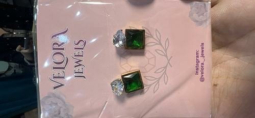 Emerald-Green Crystal Stud Earrings