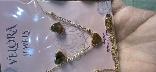Pave Heart Necklace & Earrings Set