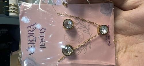 Crystal Solitaire Necklace & Earrings Set
