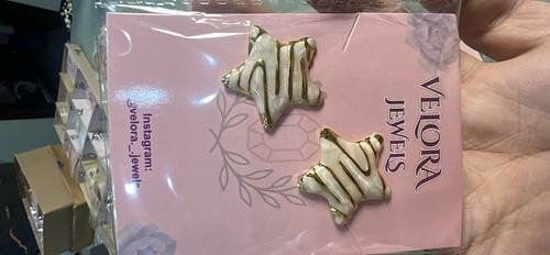 Gold Striped Star Stud Earrings