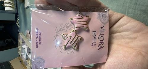 Pink Striped Bow Stud Earrings