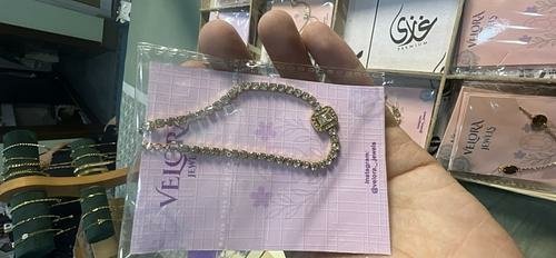 Gold Beaded Chain Bracelet with Crystal Charm