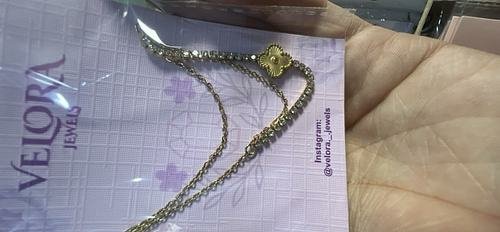 Layered Clover Hand Chain Bracelet with Ring